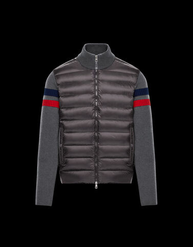 Moncler 소매 디테일 카디건 다크 그레이
