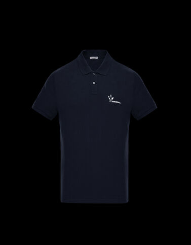 Moncler 프린트 폴로 셔츠 나이트 블루