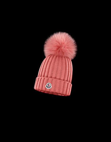 Moncler Wool cap pompom Coral Pink