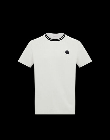 Moncler 네크라인 자수 장식 티셔츠 Silk White