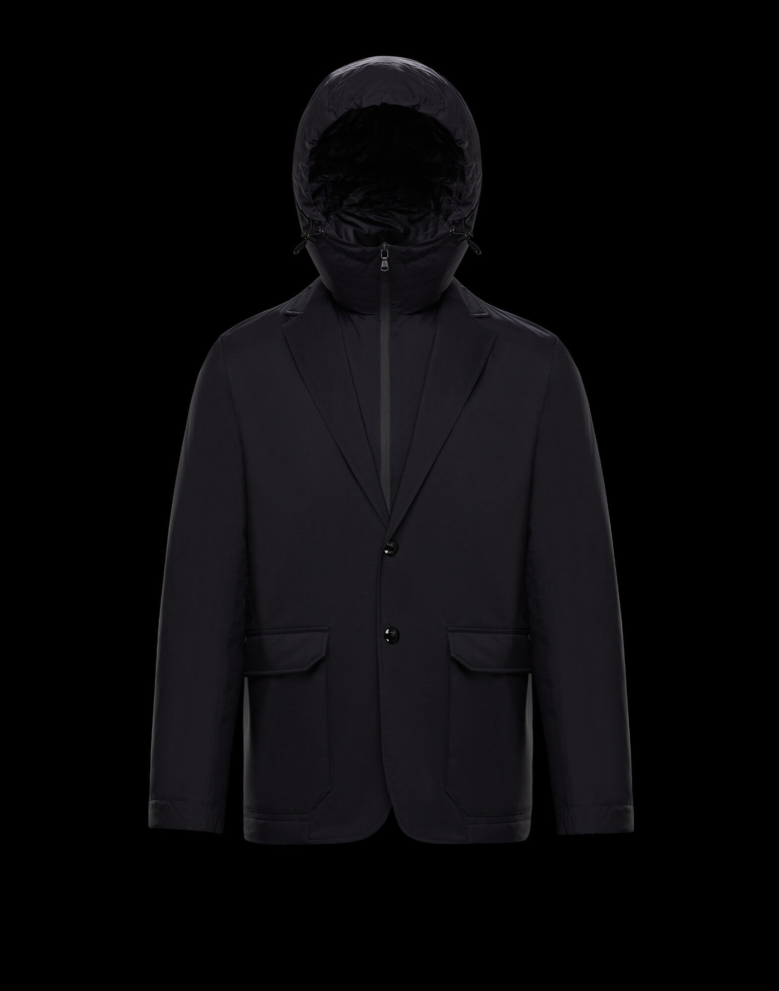 moncler mens down jacket black with hood