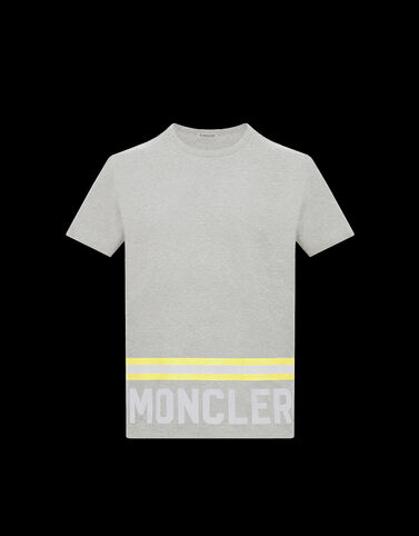 Moncler 형광 레터링 티셔츠 Light Gray Melange