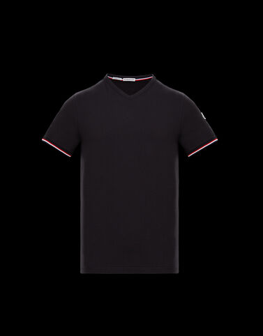 Moncler 브이넥 티셔츠 블랙