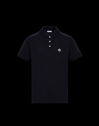 Moncler 삼색 버튼 폴로 셔츠 Night Blue