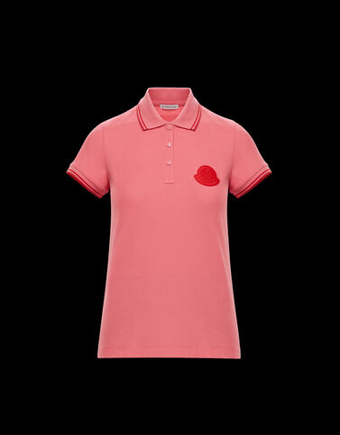 Moncler Polo with logo Coral Pink