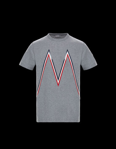 Moncler M 아플리케 티셔츠 미디엄 그레이 멜란지