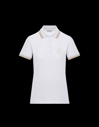 Moncler 대비 배색 Moncler 로고 폴로 셔츠 Optical White