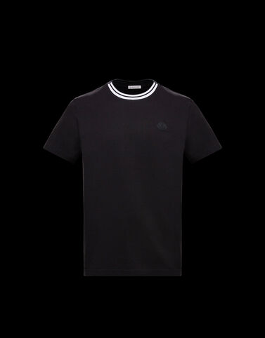 Moncler 네크라인 자수 장식 티셔츠 블랙
