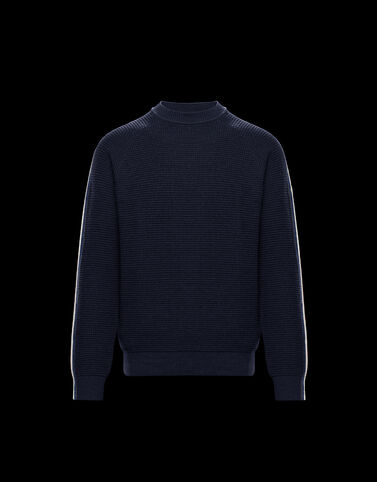 Moncler 소매 로고 크루넥 니트웨어 Night Blue