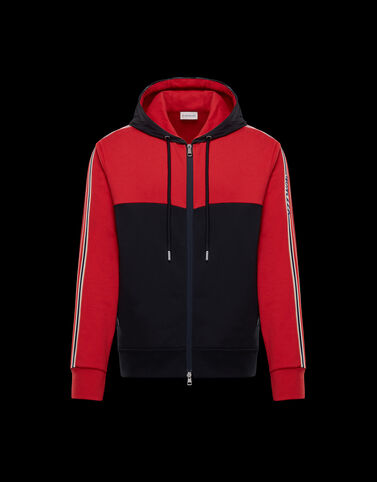 Moncler 컬러 블록 카디건 Scarlet Red