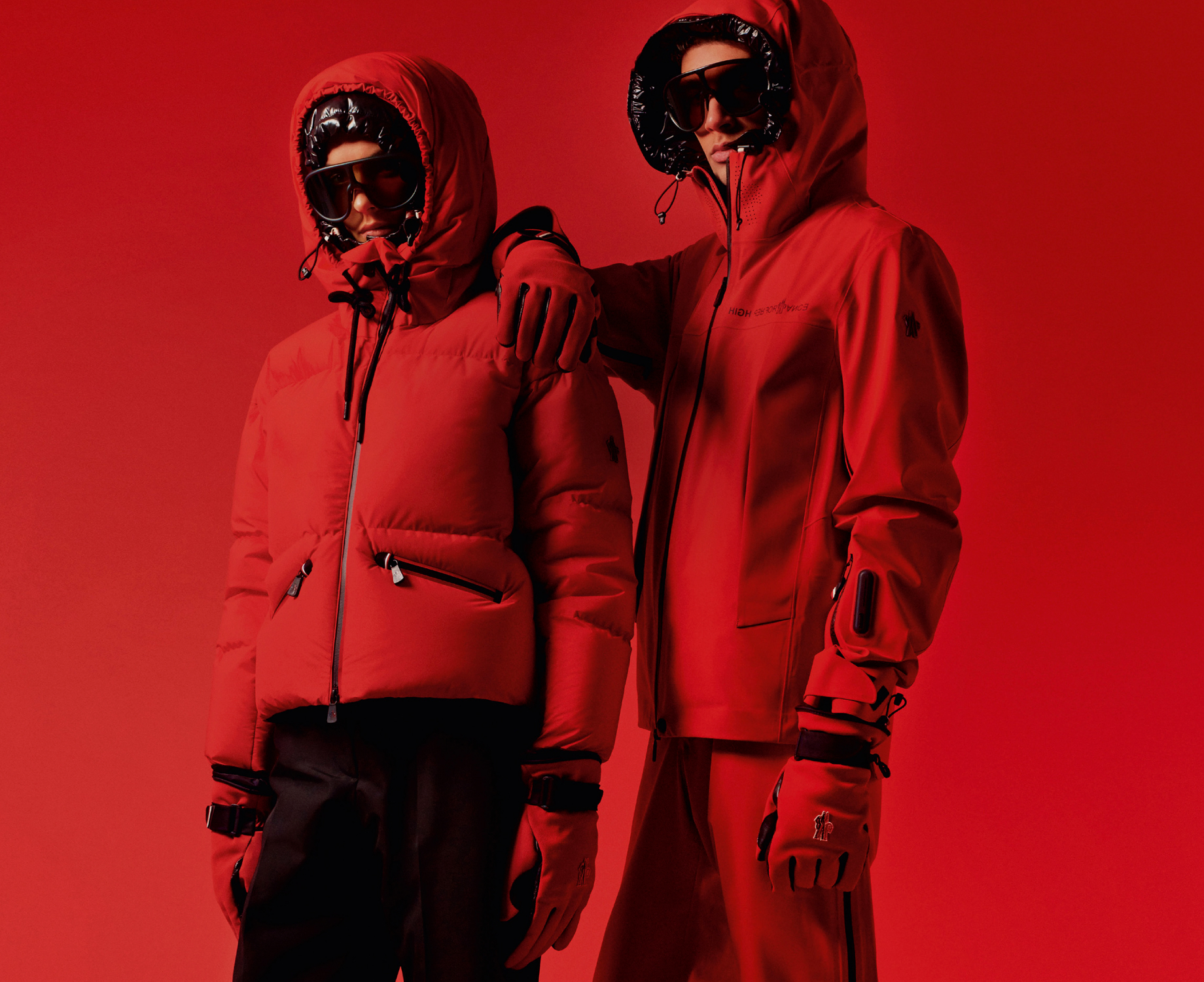 red moncler with fur hood