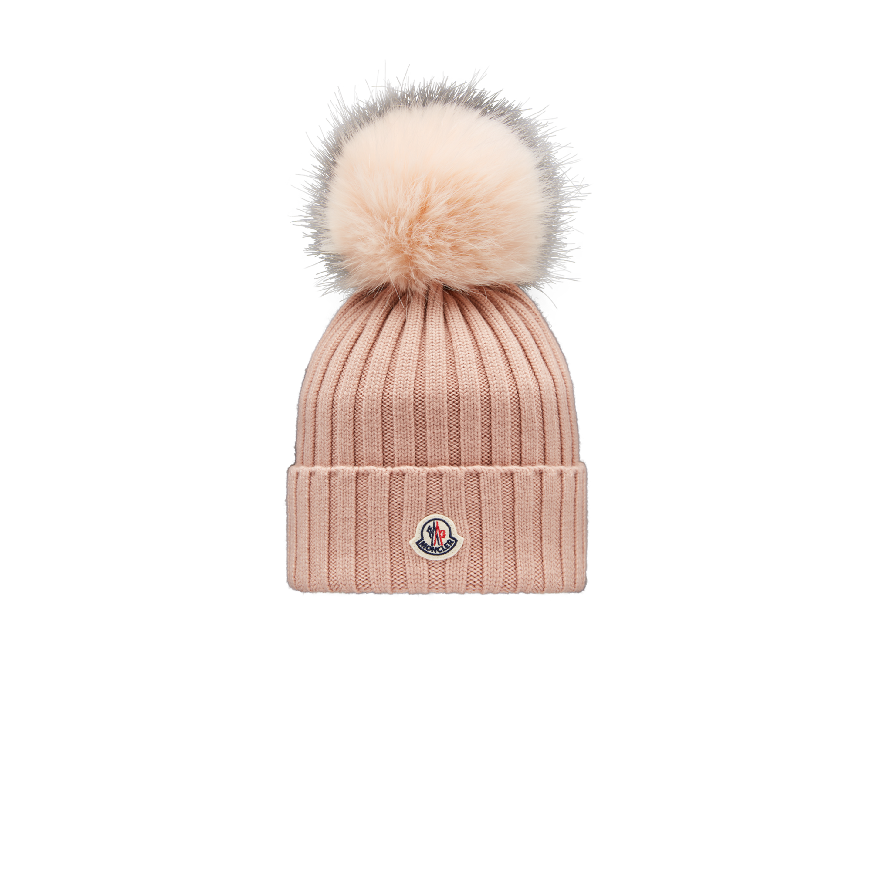 MONCLER BEANIE WITH POM POM, WOMEN, PINK, SIZE: ONE SIZE