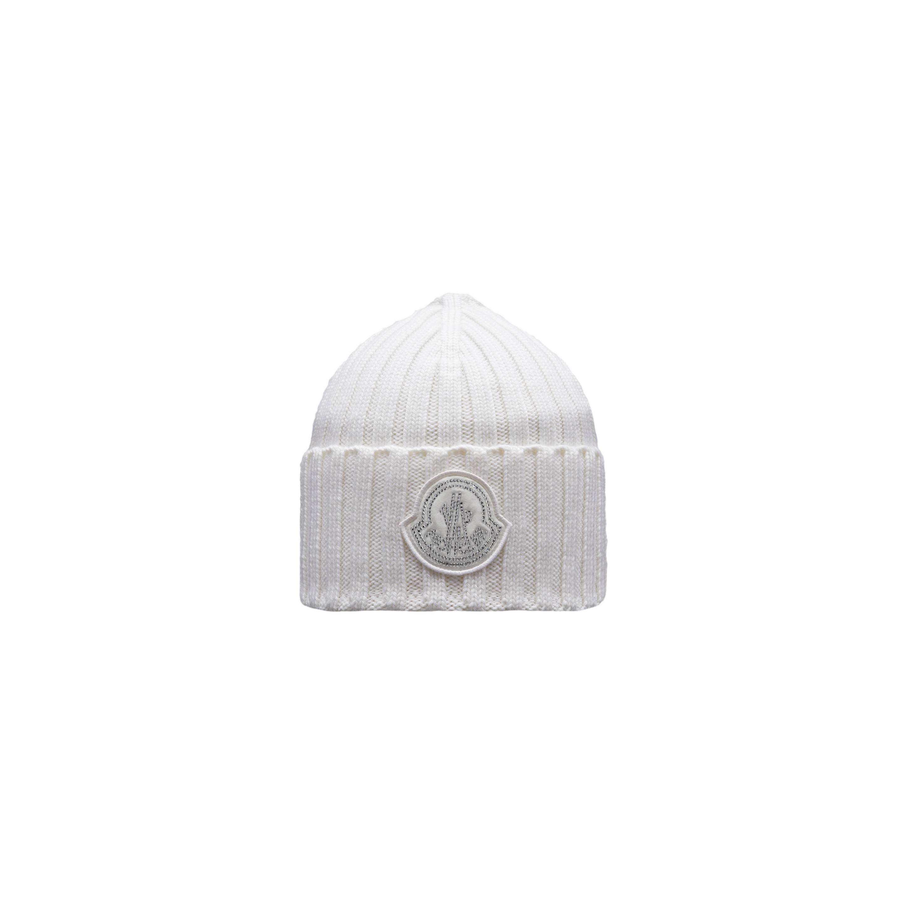 Moncler Collection Wool Beanie White Size One Size