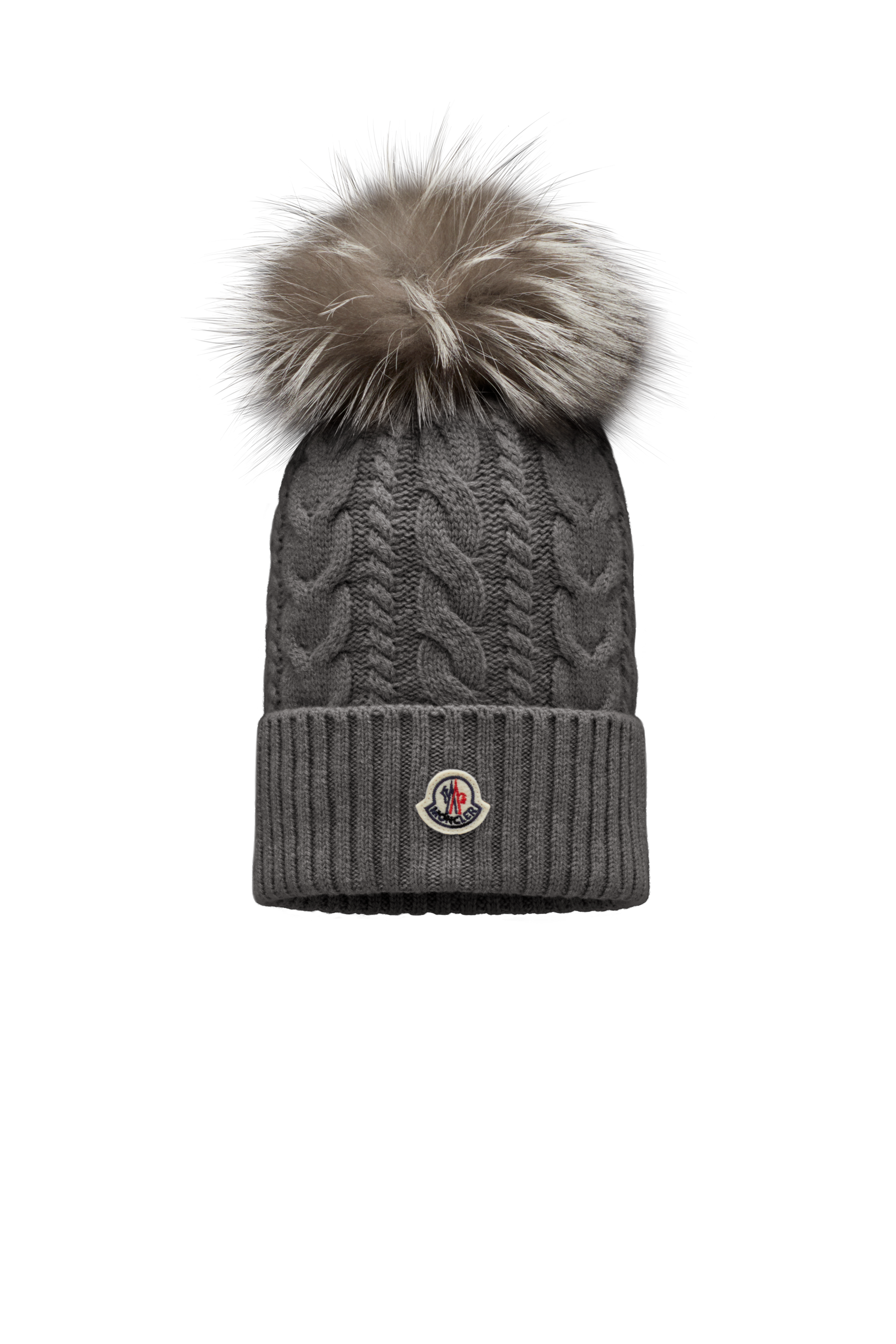 Moncler Beanie With Pom Pom Gray Size One Size