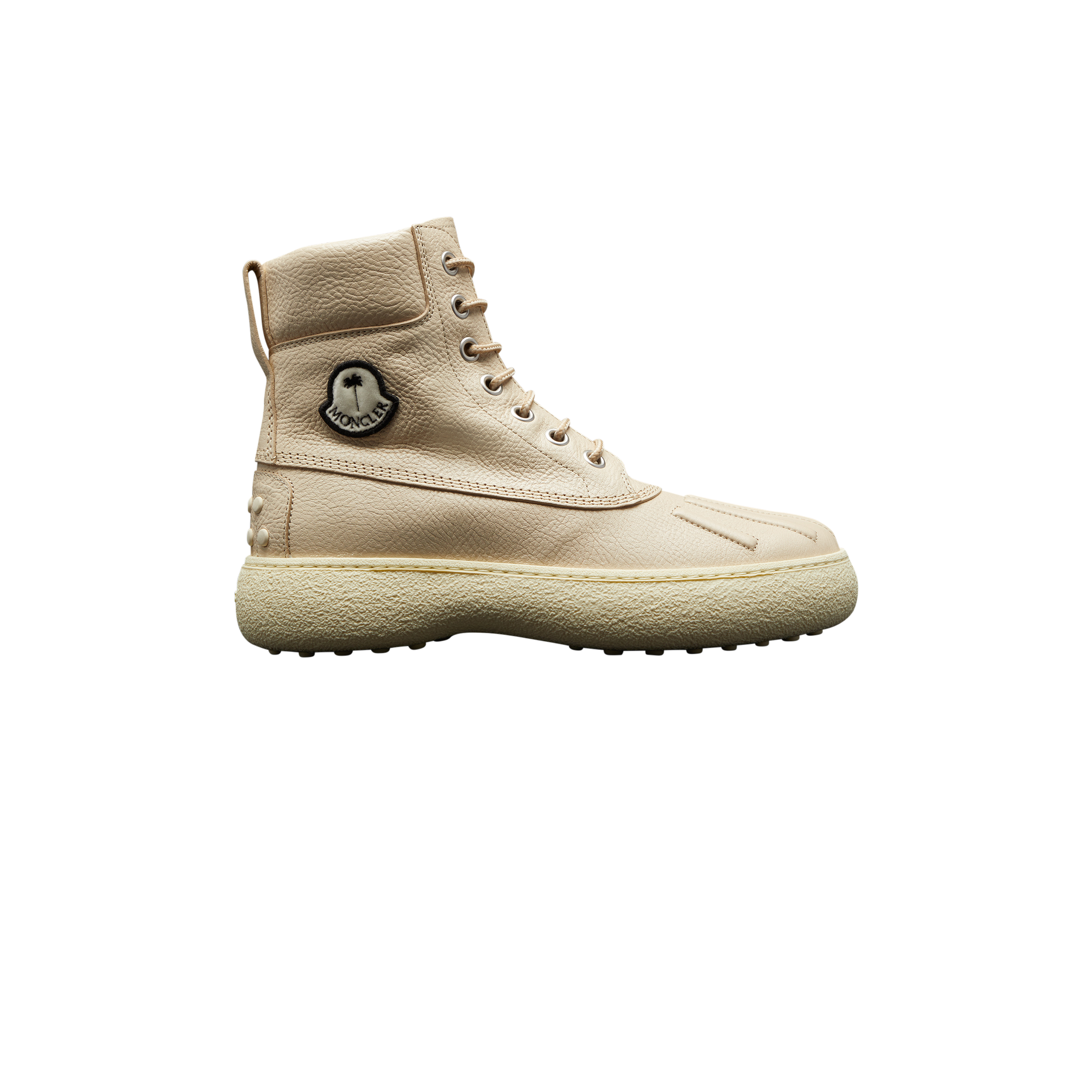 Moncler Genius + Palm Angels Textured-leather Ankle Boots In White